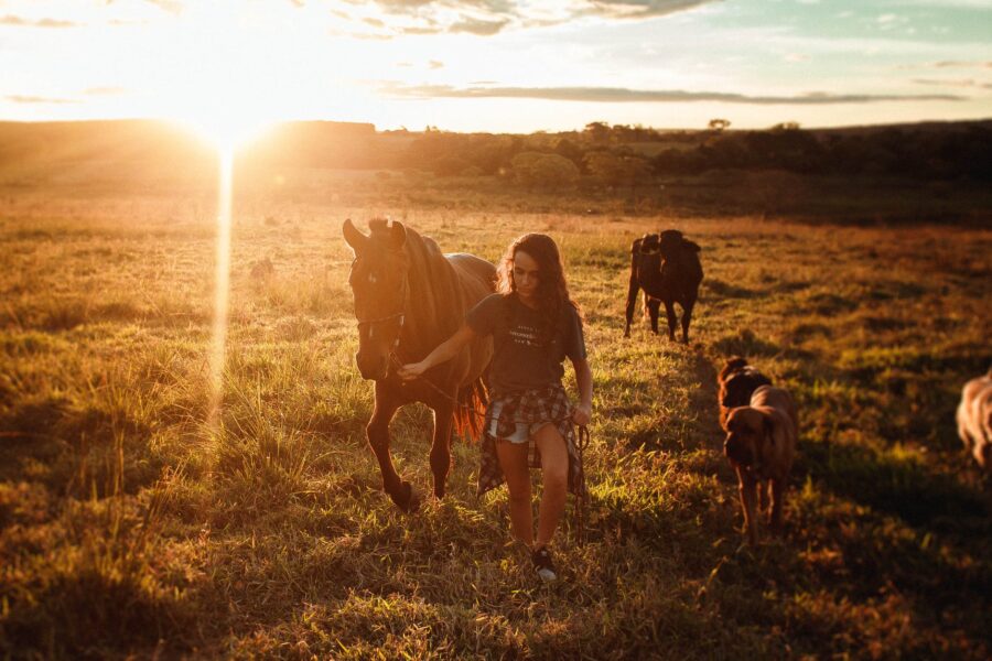 Postoje divljine nikad otkrivene..., anonymous woman grazing horse on pasture