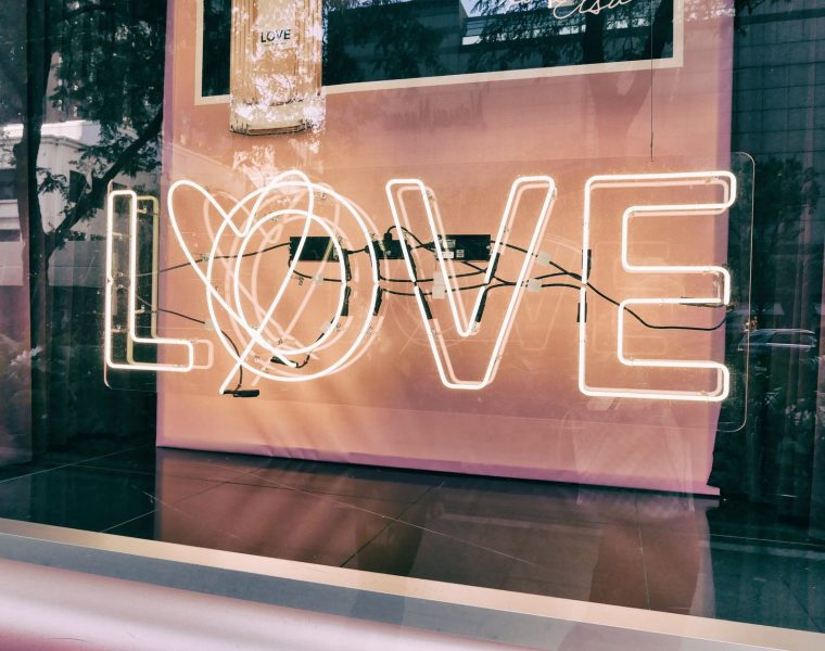 white l o v e led signage