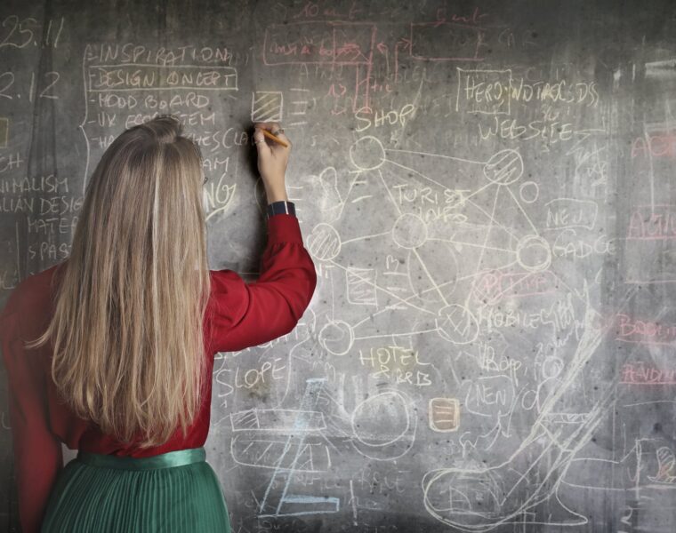 oženiti učiteljicu, woman in red long sleeve writing on chalk board