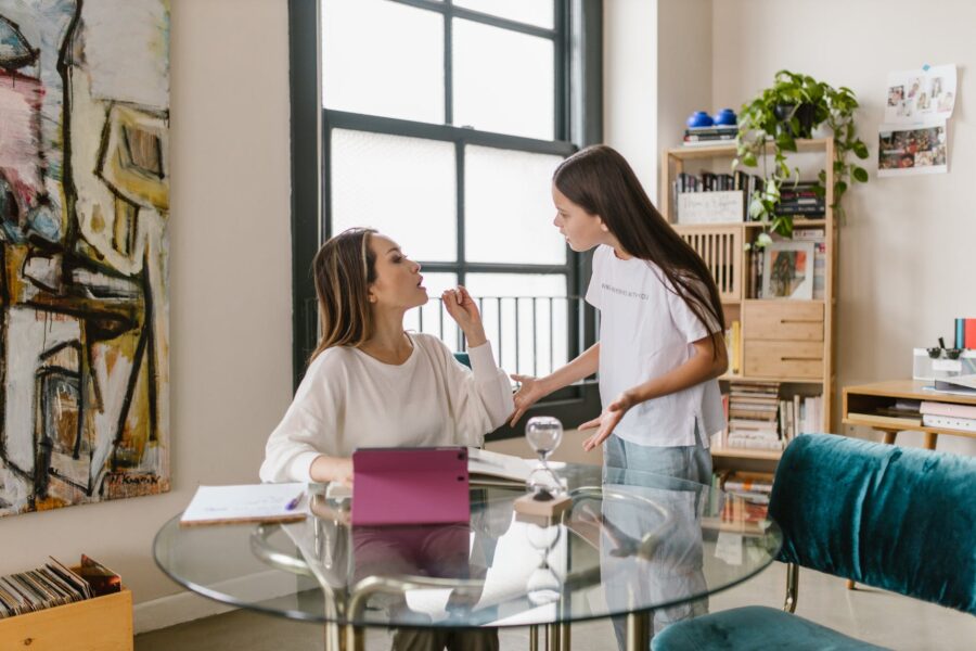 mom and daughter having an argument