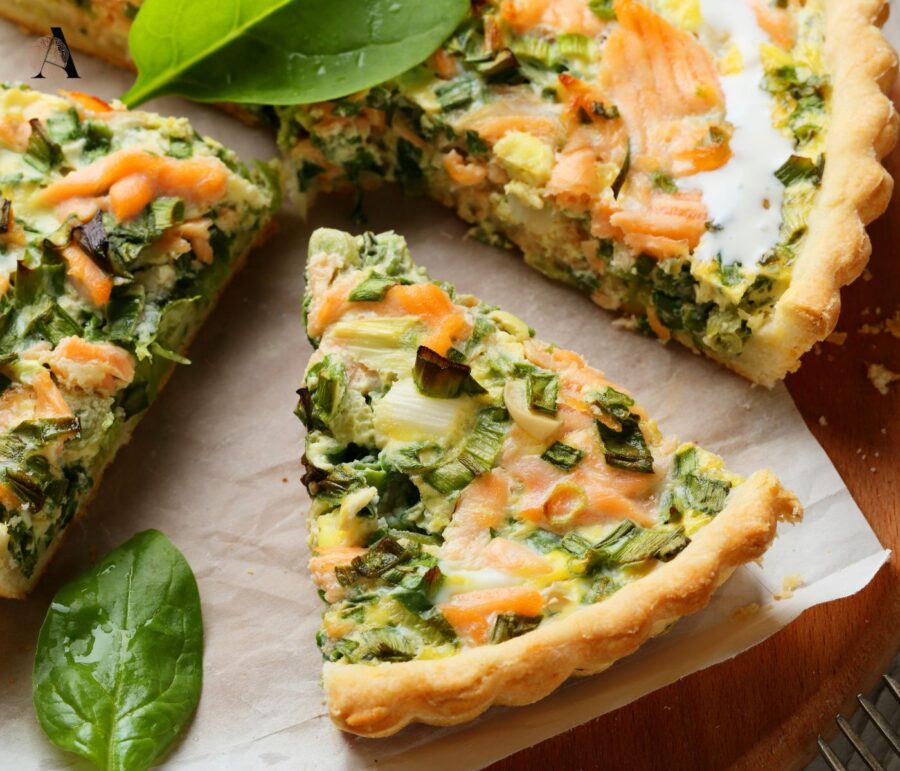 Quiche s lososom i špinatom