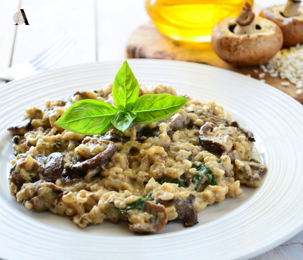 Rižoto s porilukom i šampinjonima