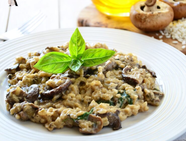 Rižoto s porilukom i šampinjonima