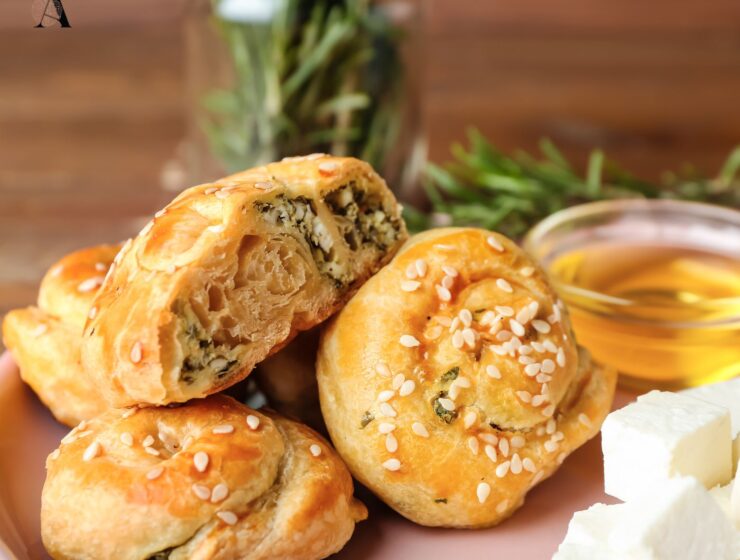 Hrskavo punjeno pecivo s porilukom i feta sirom