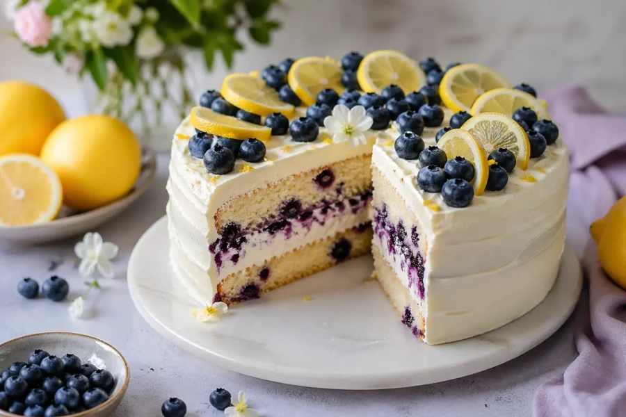 proljetna torta s limunom i borovnicama