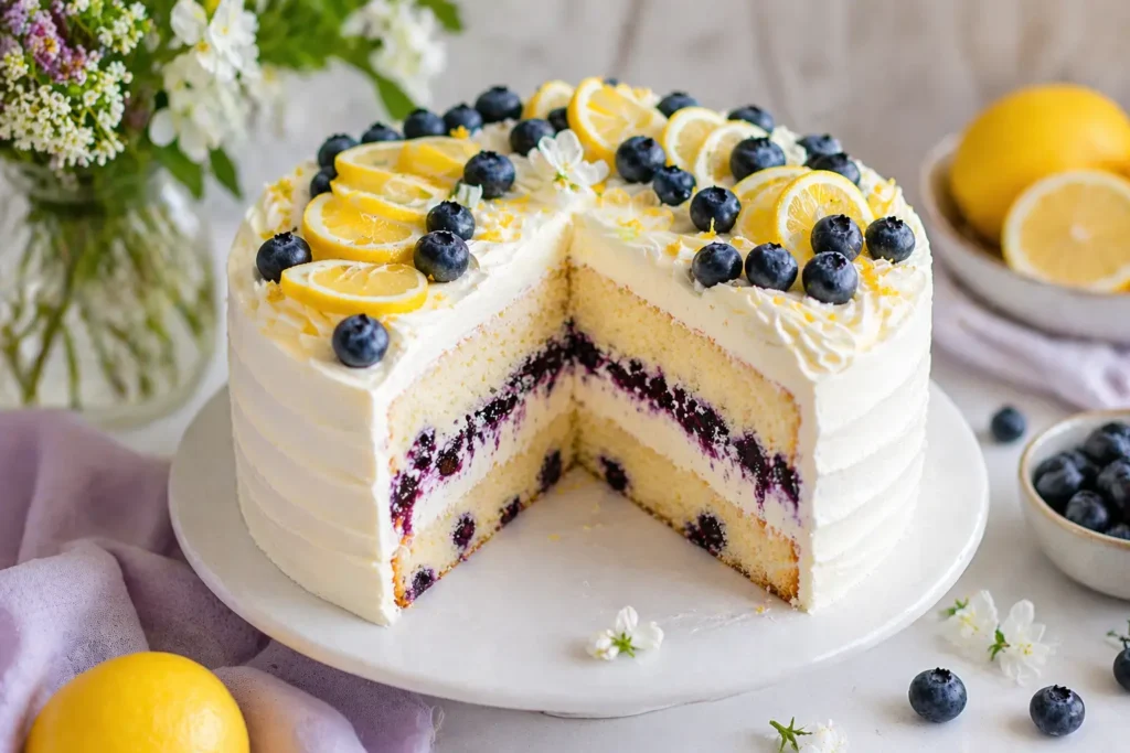 proljetna torta s limunom i borovnicama